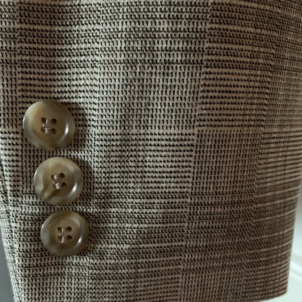 Tahari ASL Jacket Career Suit Jacket Lined Glen Plaid Ivory Birchwood Size 8 NWT - Picture 4 of 7